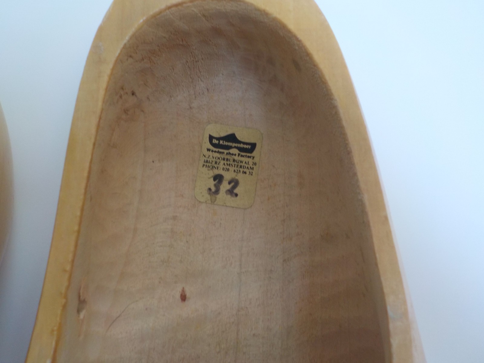 Wooden Shoe Factory De Klompenboer Amsterdam pair of wooden clog size 32