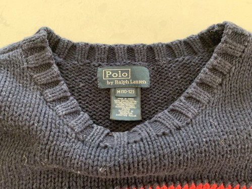 RALPH LAUREN POLO KIDS BOYS GIRLS YOUTH BLUE AMERICAN FLAG SWEATER M MEDIUM 8-10