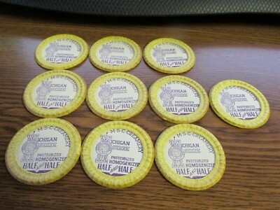 Michigan State College East Lansing Mich. 10 Milk Bottle Caps MI 