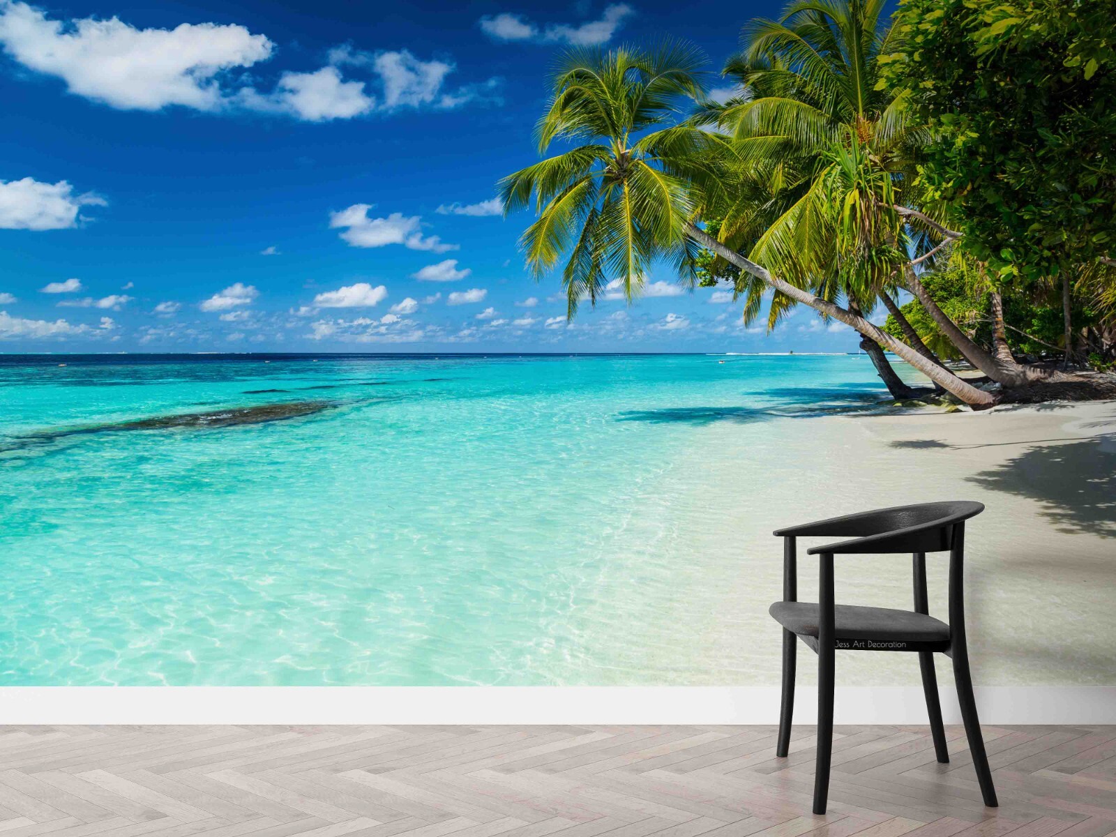 3D Beach Sky Sea Tree Landscape Self-adhesive Removeable Wallpaper Wall Mural1