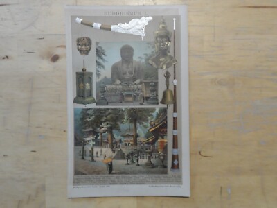 Orig.(1898) Chromolithographie Buddhismus (B15)