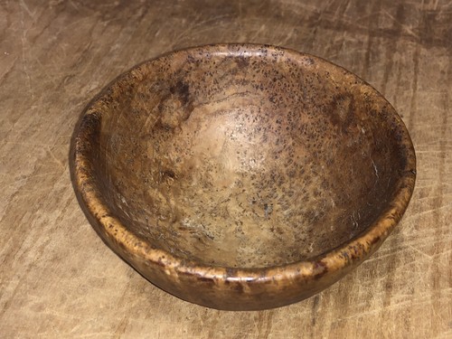 Early Antique 1800s Primitive Miniature 4” Early Wooden Ash Burl Bowl Mint Rare