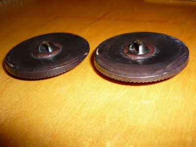 2 VINTAGE LARGE  BUTTONS - PRESSED  DESIGN - BROWN AND BEIGE 2