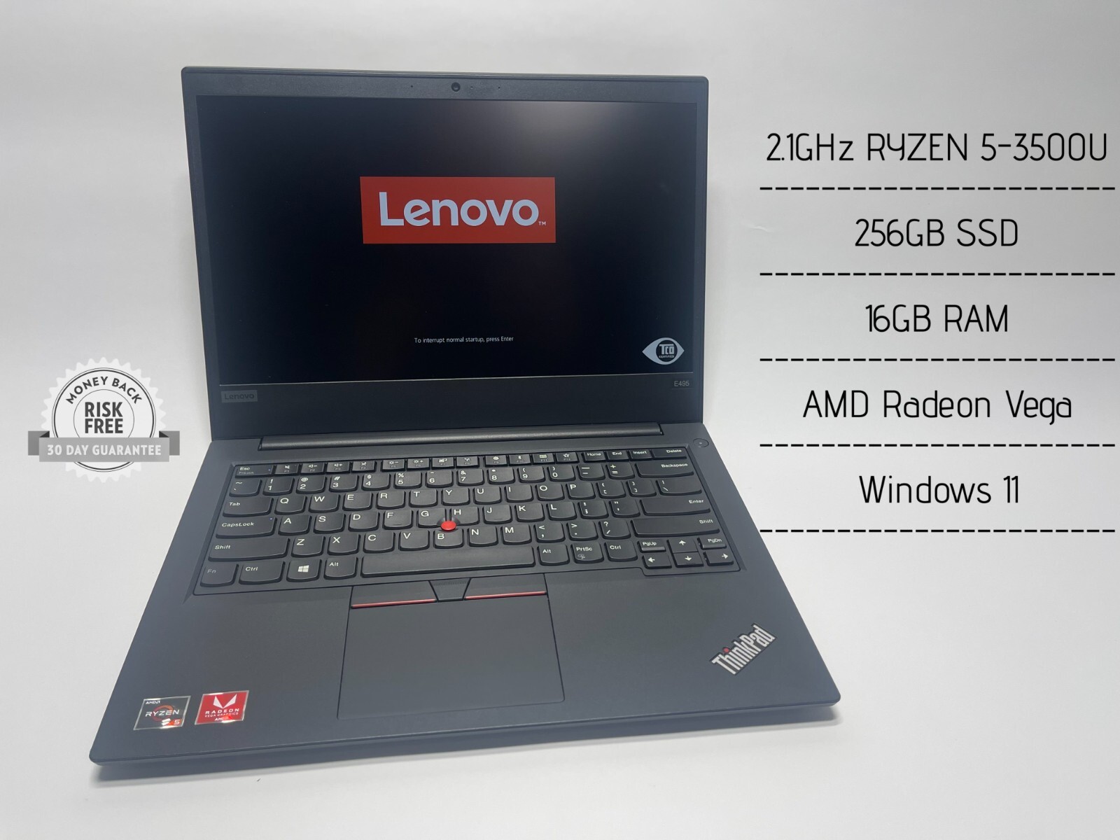 Lenovo ThinkPad E495 2.1GHz RYZEN 5-3500U, 16GB RAM, 256GB SSD, WIN11, FHD Lenovo ThinkPad E495 2.1GHz RYZEN 5-3500U, 16GB RAM, 256GB SSD, WIN11, FHD