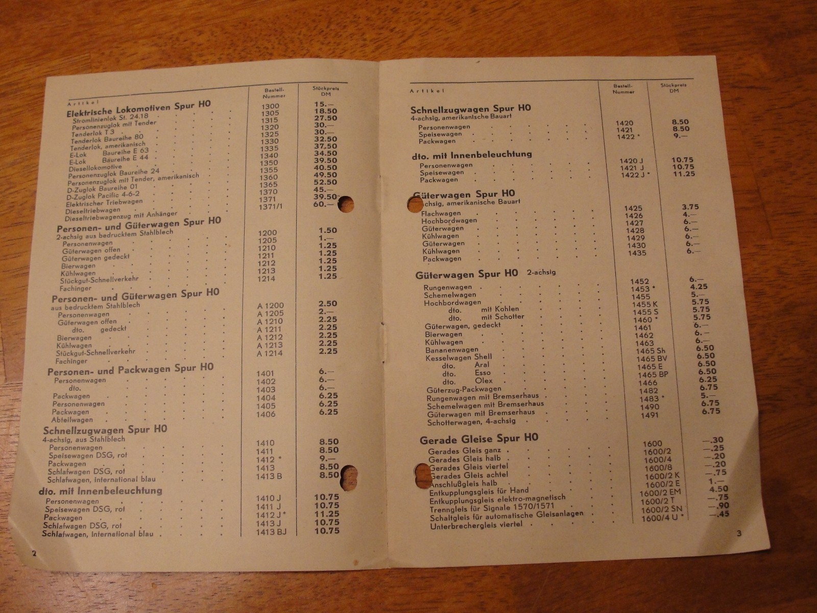 P995 Model Train HO FLEISCHMANN Preisliste 1956 - Railroad Manual