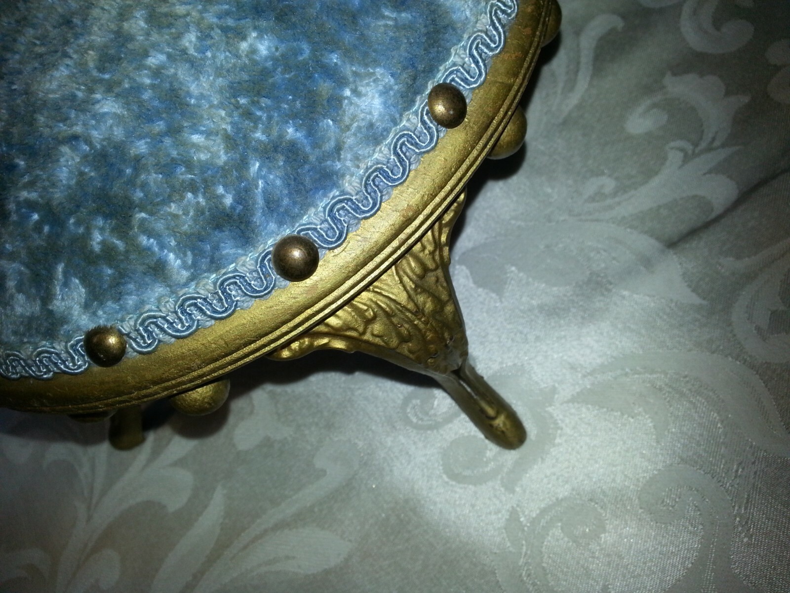 Vintage Small Round Cast Iron Legs Foot Stool