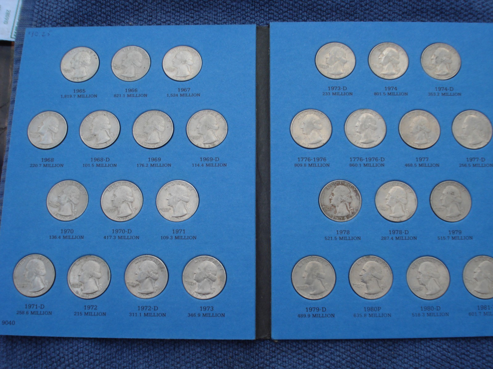WHITMAN COIN COLLECTIONS.QUARTERS COMPLETE. ROOSEVELT DIMES  JEFF NICKELS NOT