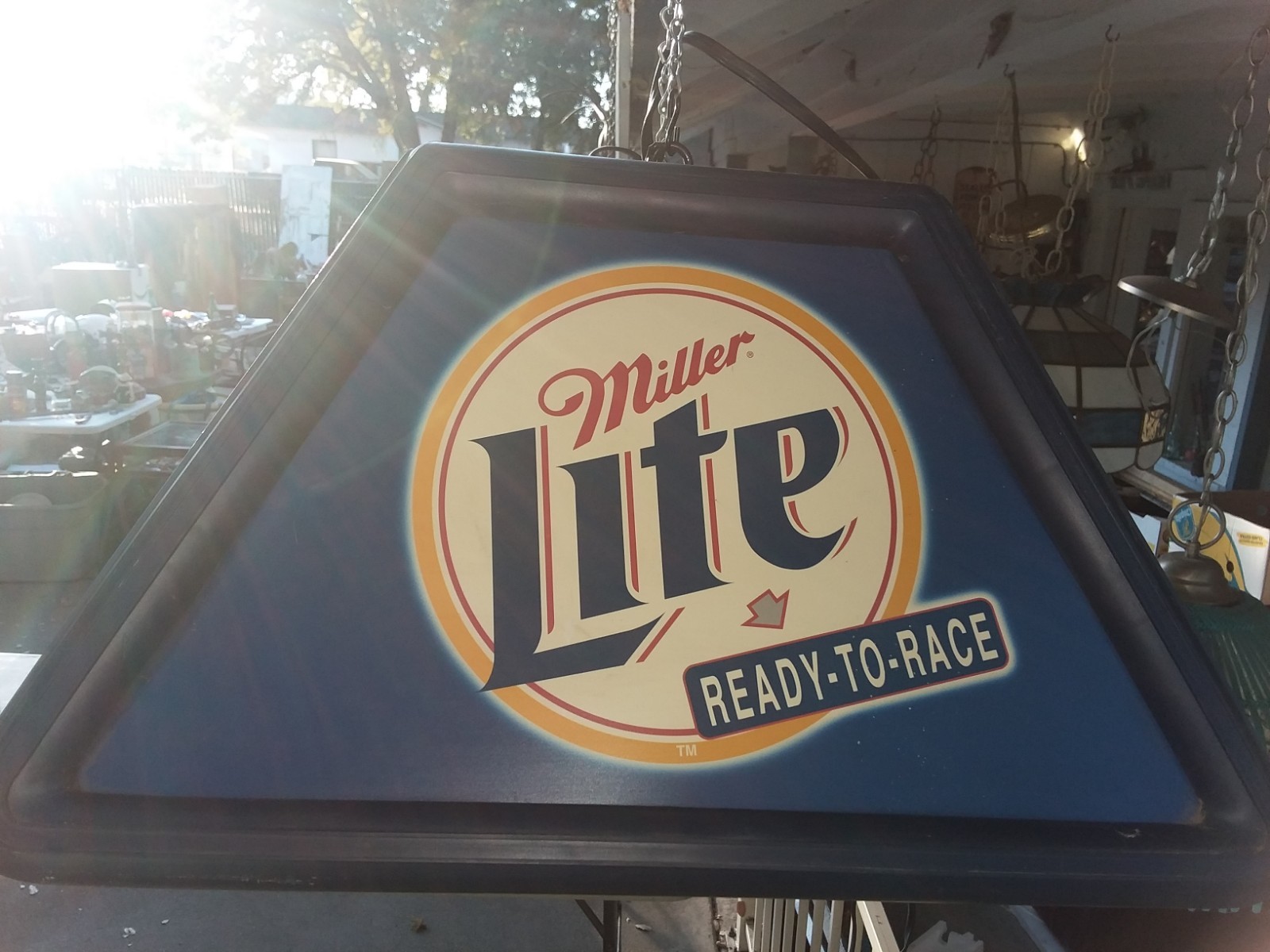 RARE..  MILLER LITE POOL TABLE BILLARD HANGING LIGHT LAMP NASCAR 1999