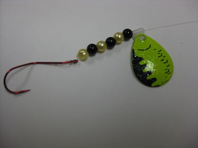  Walleye Red Slow Death Hook Spinner Blade Blades Rigs (Chartreuse Perch Crystal