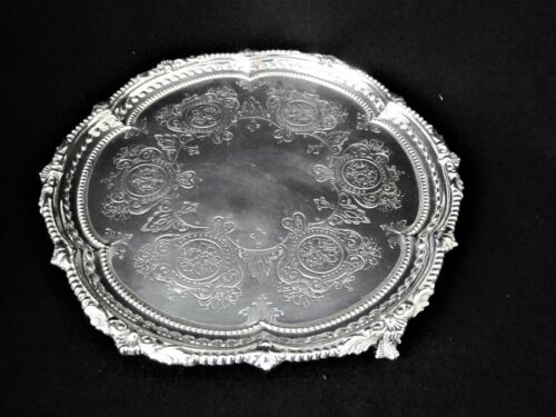 Antique 1889 Sterling Silver Footed Salver by Martin, Hall & Co. London 8 1/4"