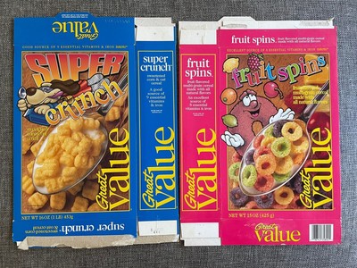 1995 Great Value Generic Cap'n Crunch & Froot Loops Cereal Boxes Fruit Spins