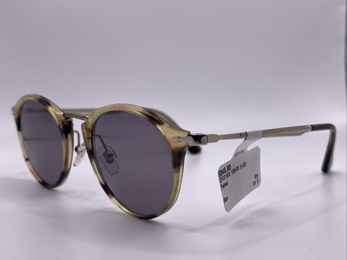 Pre-owned Persol Caligrapgy Edition Po3166s Sunglasses 1085/r5 Striped Brown/grey Lens In Gray