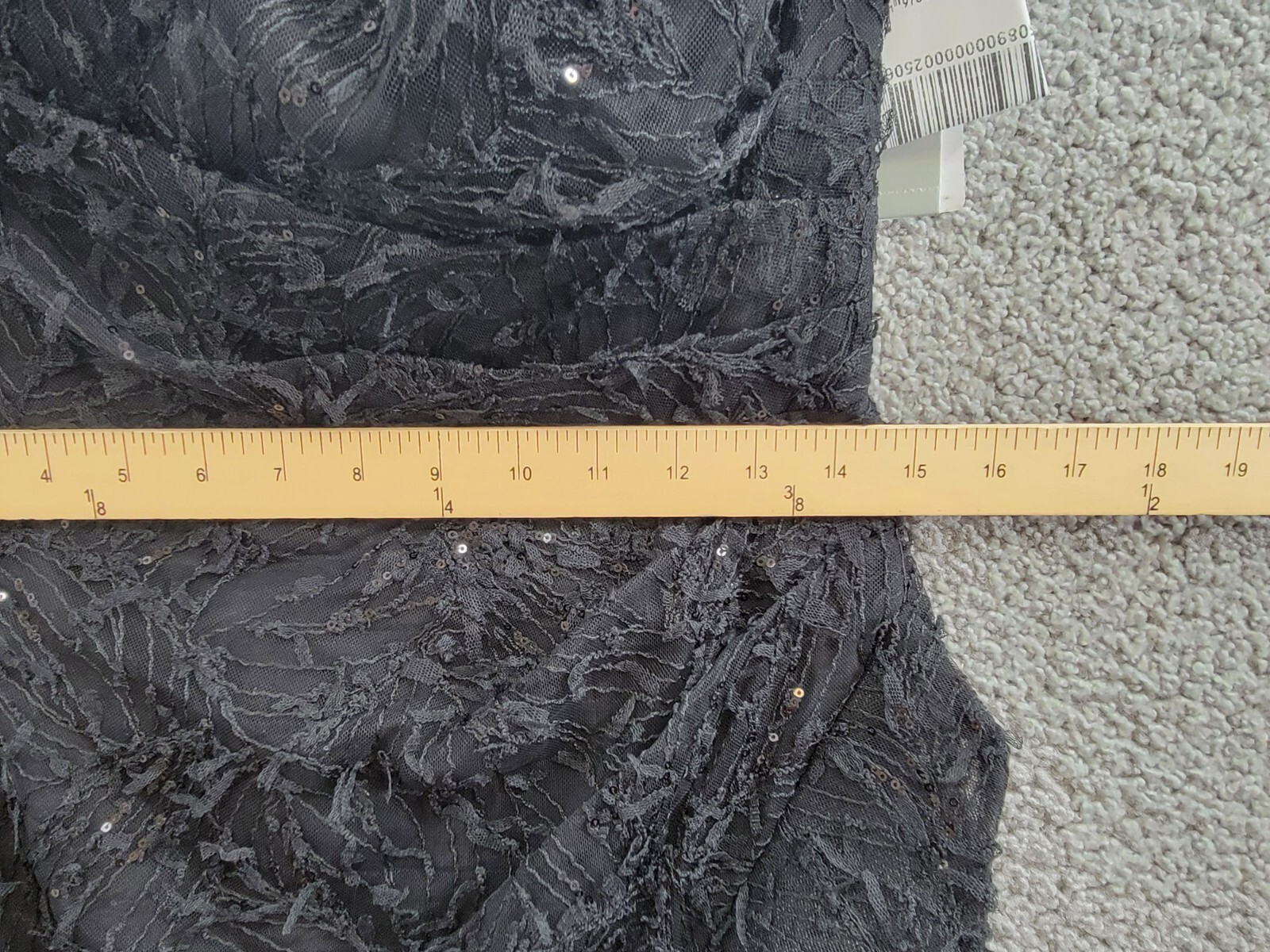 Teri Jon by Rickie Freeman Sequin Embroidered One Shoulder Gown Women's 8 Black - Picture 6 of 15