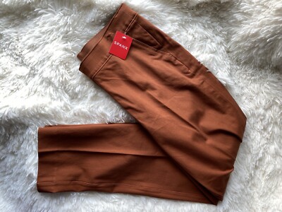 Spanx On-The-Go Ankle Slim Straight Pants Bronze Glow Small New