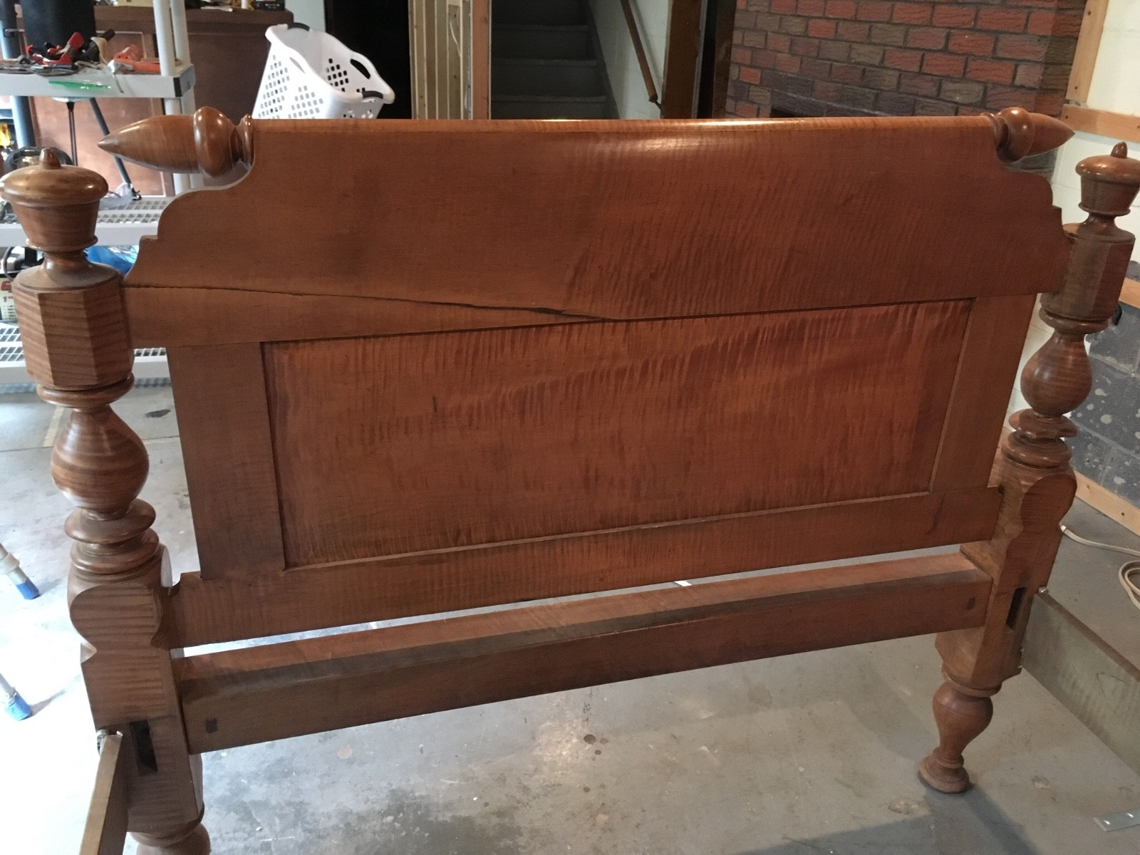 Empire Sleigh Bed Mid 1800’S- Solid Curly Maple
