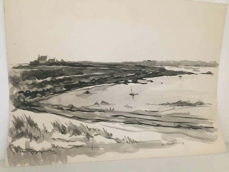 I116-Aubert René (1894-1977), Peintre Versaillais: Nord FinistèRe: Le Vougot.