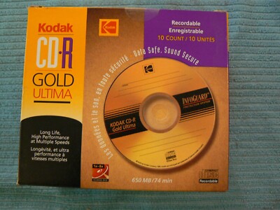 Kodak Gold Ultima CD-R (650MB, 74 min) Recordable - 10 Count Box - New Sealed