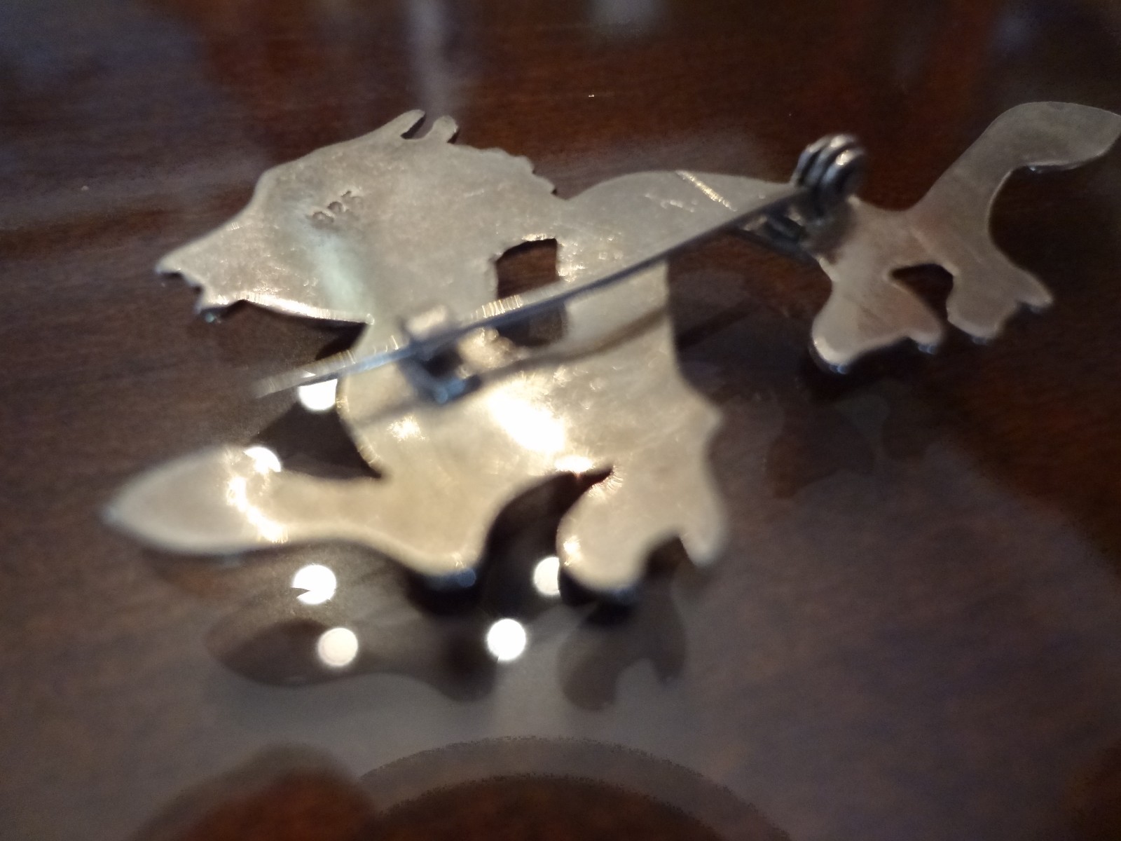 VINTAGE STERLING SILVER DRAGON PIN-925-NICE DETAIL