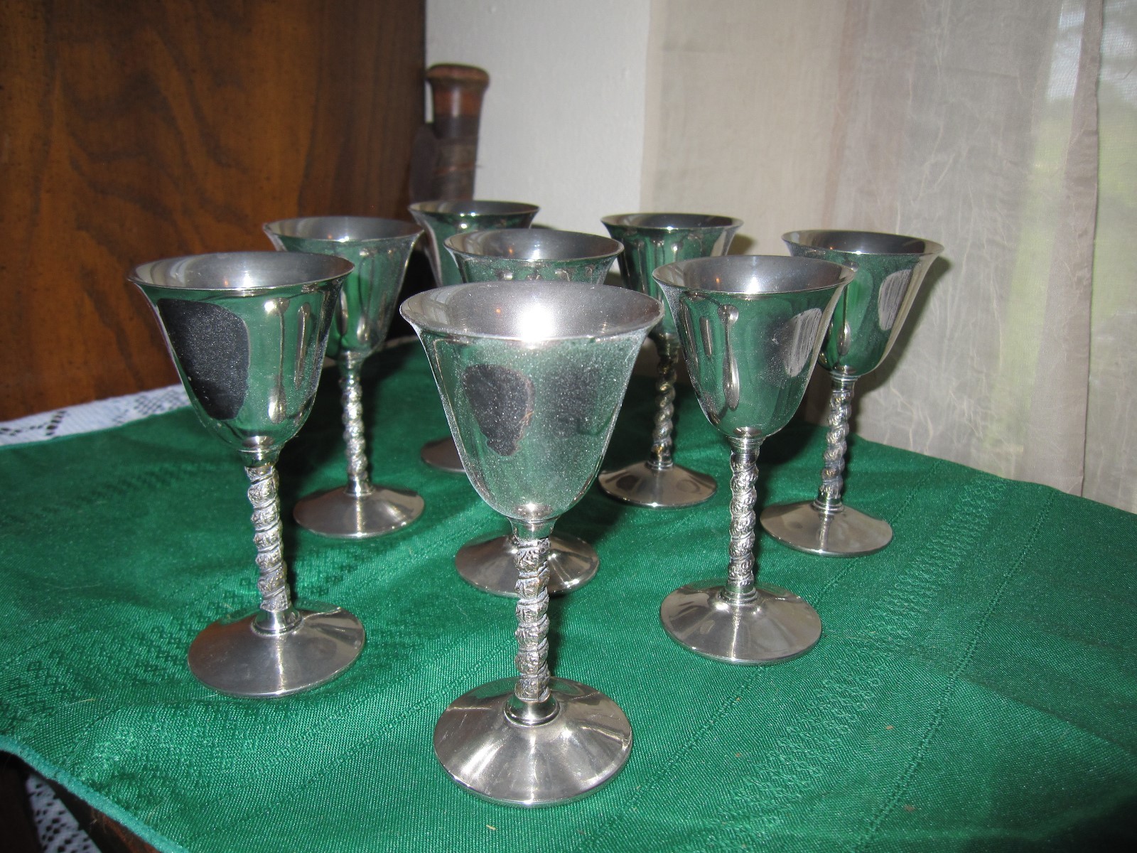 Seven Vintage Antique Silver  F B Rogers Made In Italy Barware Dining glasses