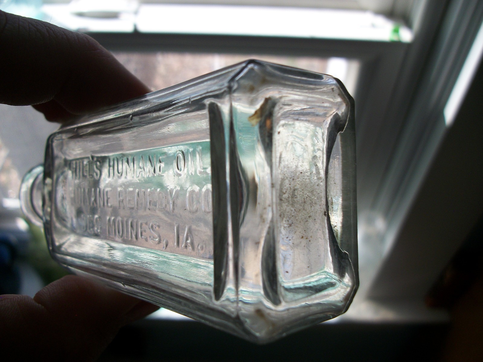 HILL'S HUMANE OIL HUMANE REMEDY CO DES MOINES IOWA CLEAR 1900 ERA MEDICINE