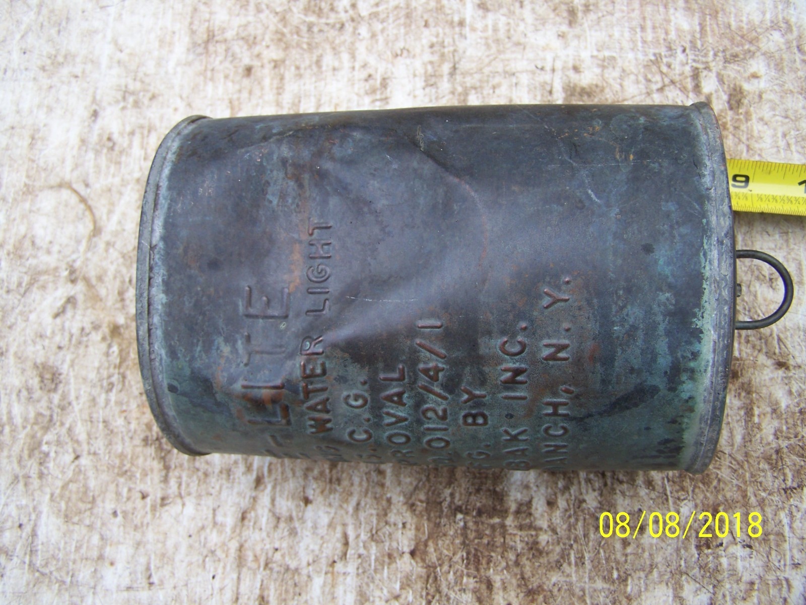WW11 Era Copper U.S.C.G. Ship LIFE-LITE Self Igniting Water Rescue Light