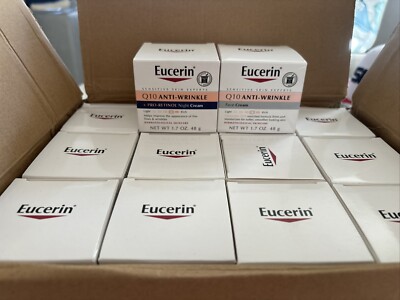 Eucerin Q10 Anti Wrinkle Face Day and Night Cream Bundle, 1.7 oz Jars - 2 Pack