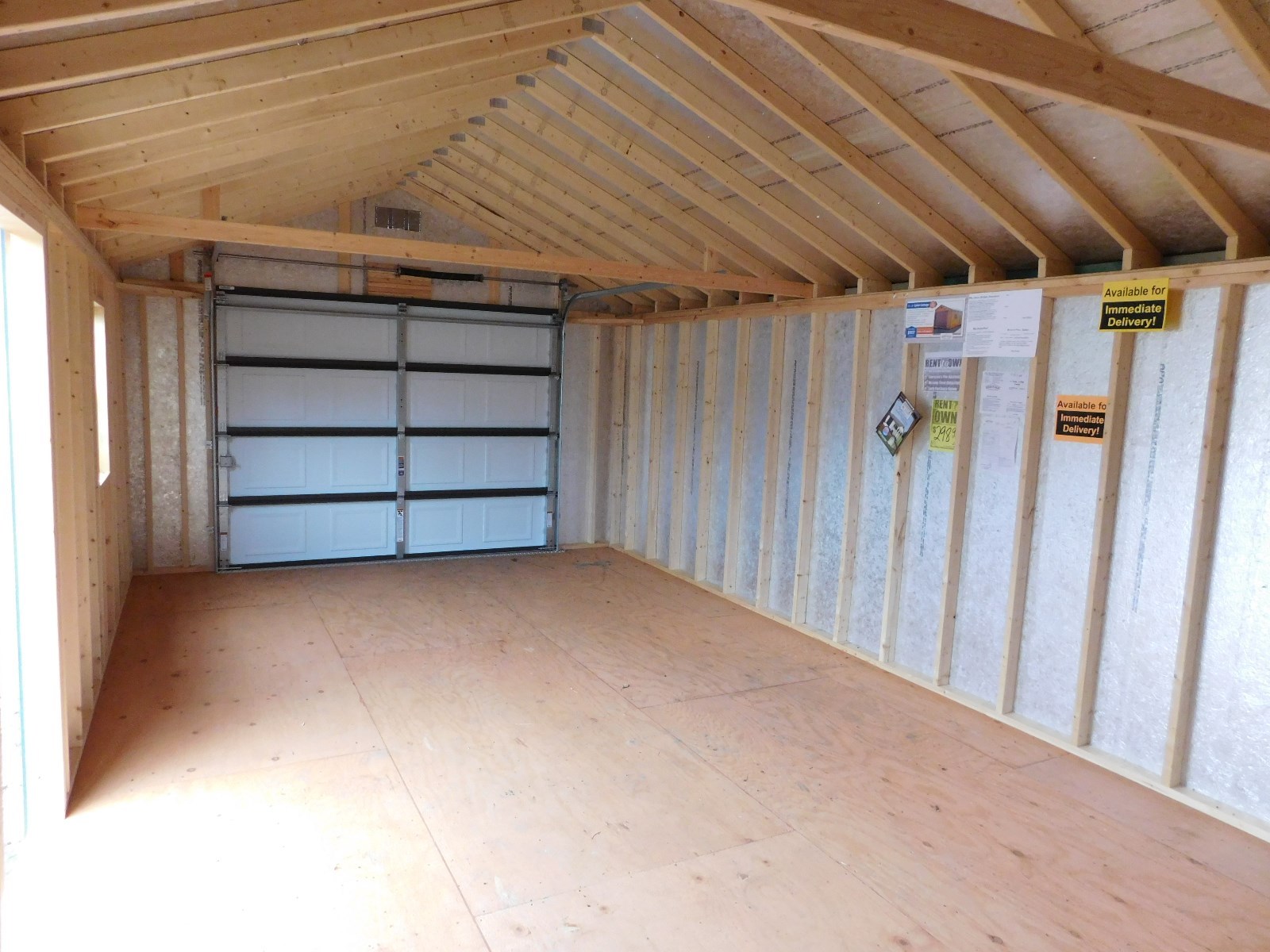 14X28 GABLE COTTAGE WITH OVERHEAD DOOR  FREE DELIVERY IN NY STATE