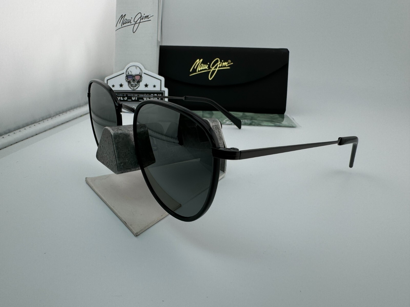 Pre-owned Maui Jim Noni Mj 854-02 Titanium Gunmetal Neutral Grey Polarized Sunglasses