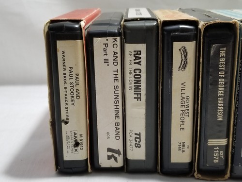 Lot of 12 ROCK / POP  8-TRACK Tapes BEATLES, VILLAGE PEOPLE, FRAMPTON, KC