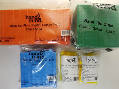 Math Manipulatives Plastic Blocks Lot Base Ten Cube Rods Flats Hand2Mind