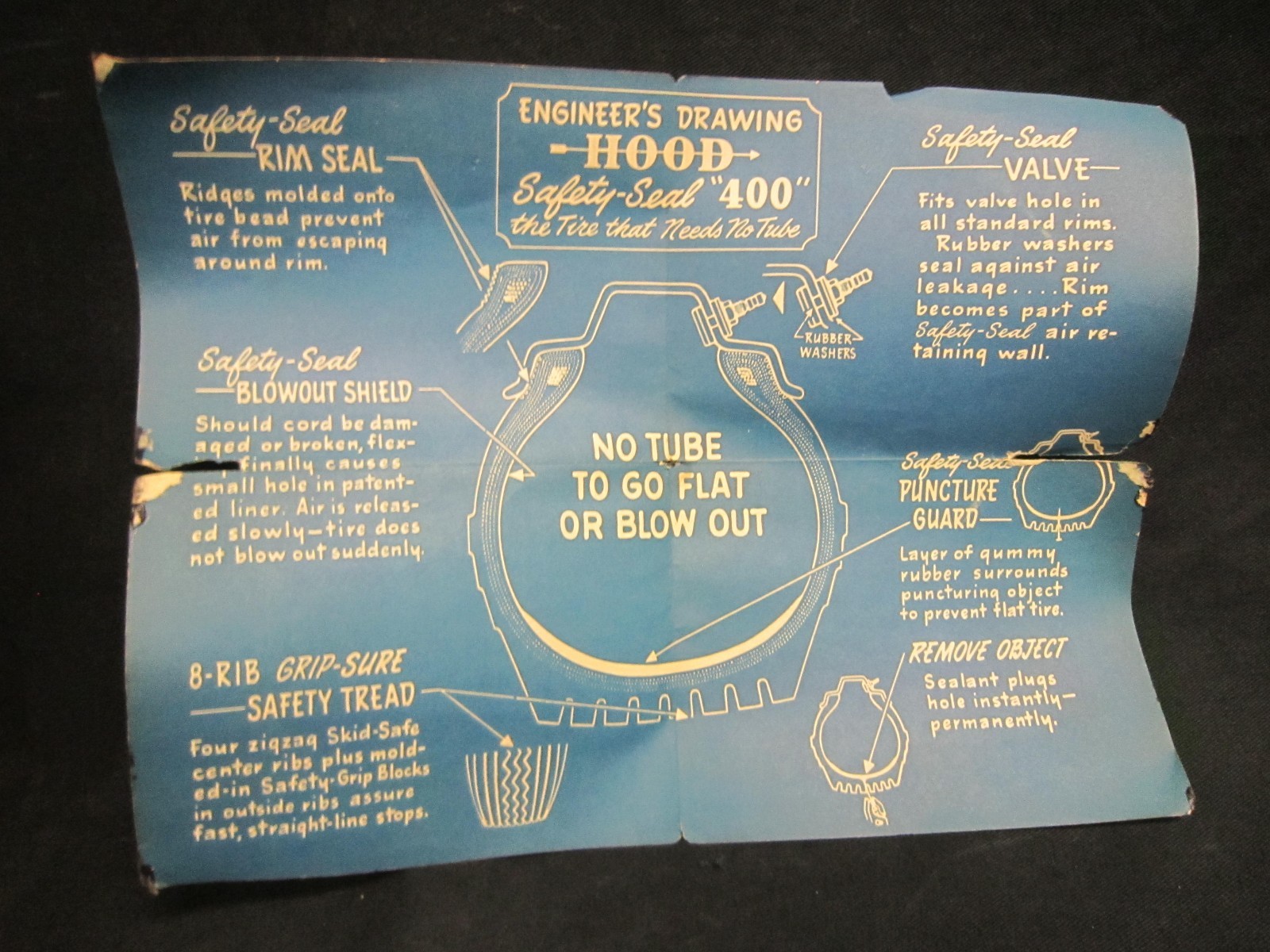 VINTAGE SKELLY GASOLINE OIL SIGN HOOD SAFETY TIRE DISPLAY DEMONSTRATION #6973