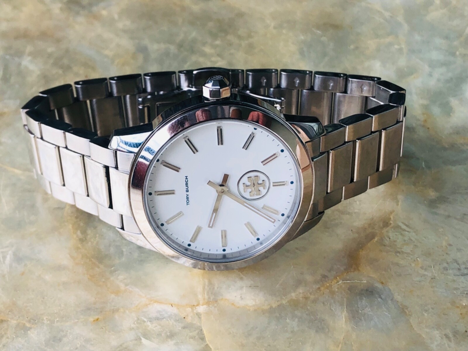 美しい時計☆TORY BURCH Collins Silver-Tone Chronograph Watch