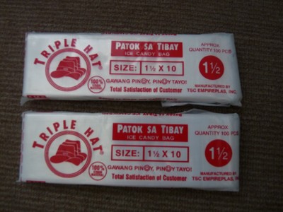 plastic size for ice candy