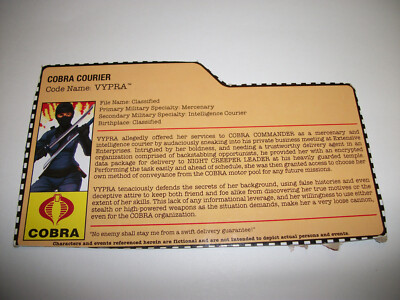 GI Joe Club/Convention Exclusive FSS File Card VYPRA