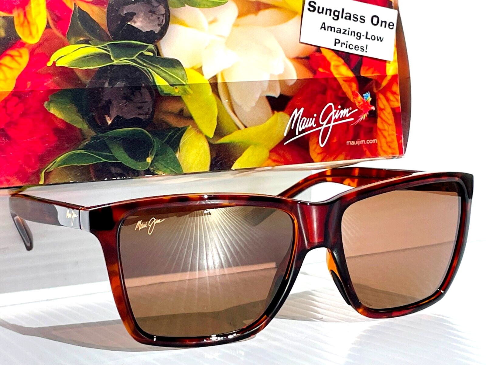 Pre-owned Maui Jim Cruzem Shiny Tortoise Polarized Hcl Bronze Glass Sunglass H864-10 In Gold