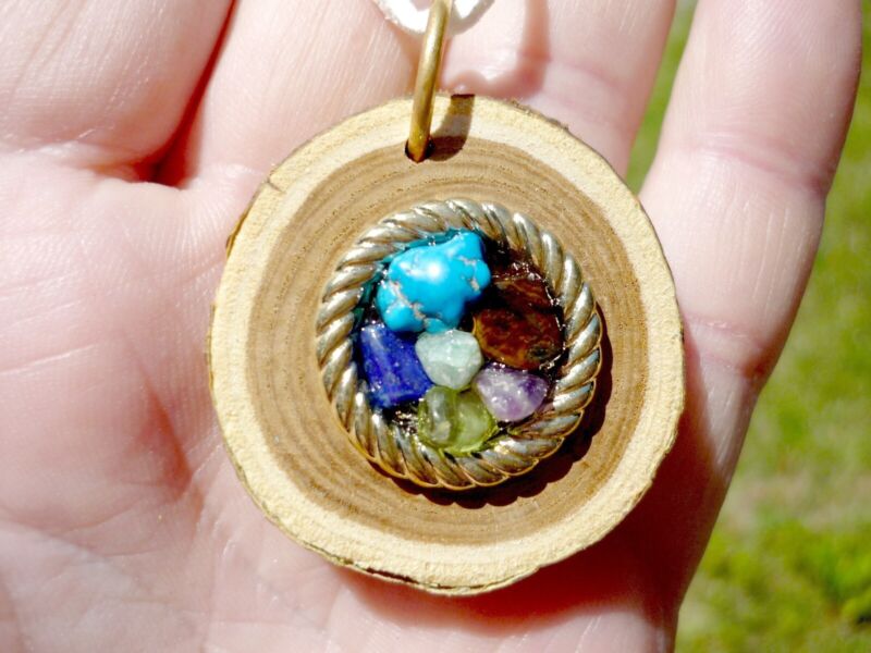 NEW Rare Orgone Chakra Healing Stones Tensor Ring Pendant Necklace Handmade #128