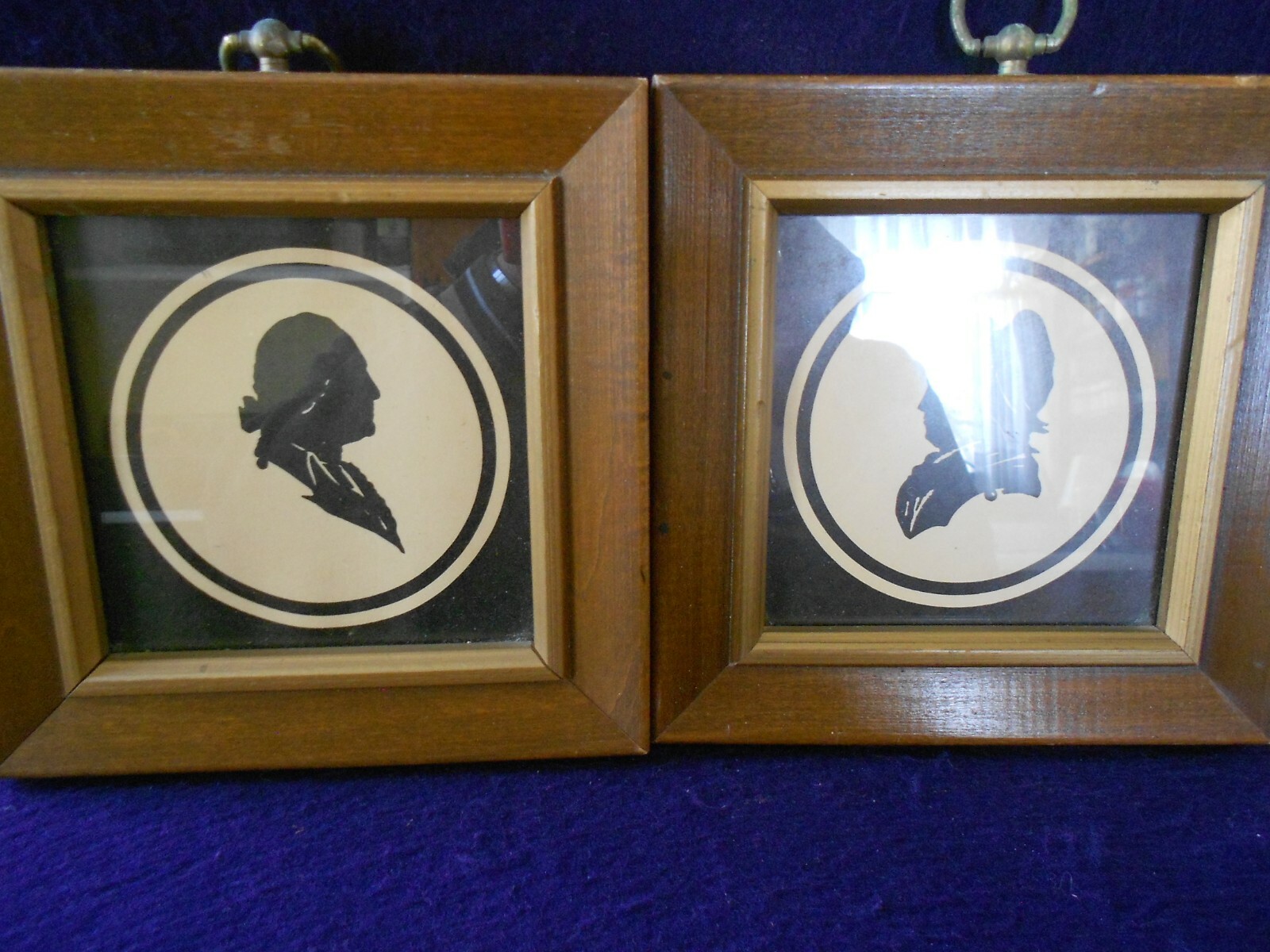 Silhouette Pair Portraits Pictures In Wooden Frame- Man And Woman