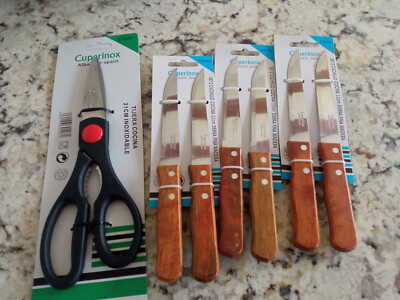 LOT 6 Essmesser + Küchenschere + Gemüse Schäler 11 CM INXO-13043