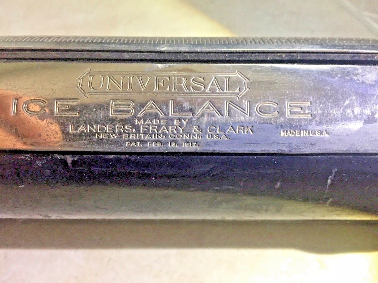 Antique Vintage Lander Frary & Clark Universal Brass Ice Balance Scale Chrome