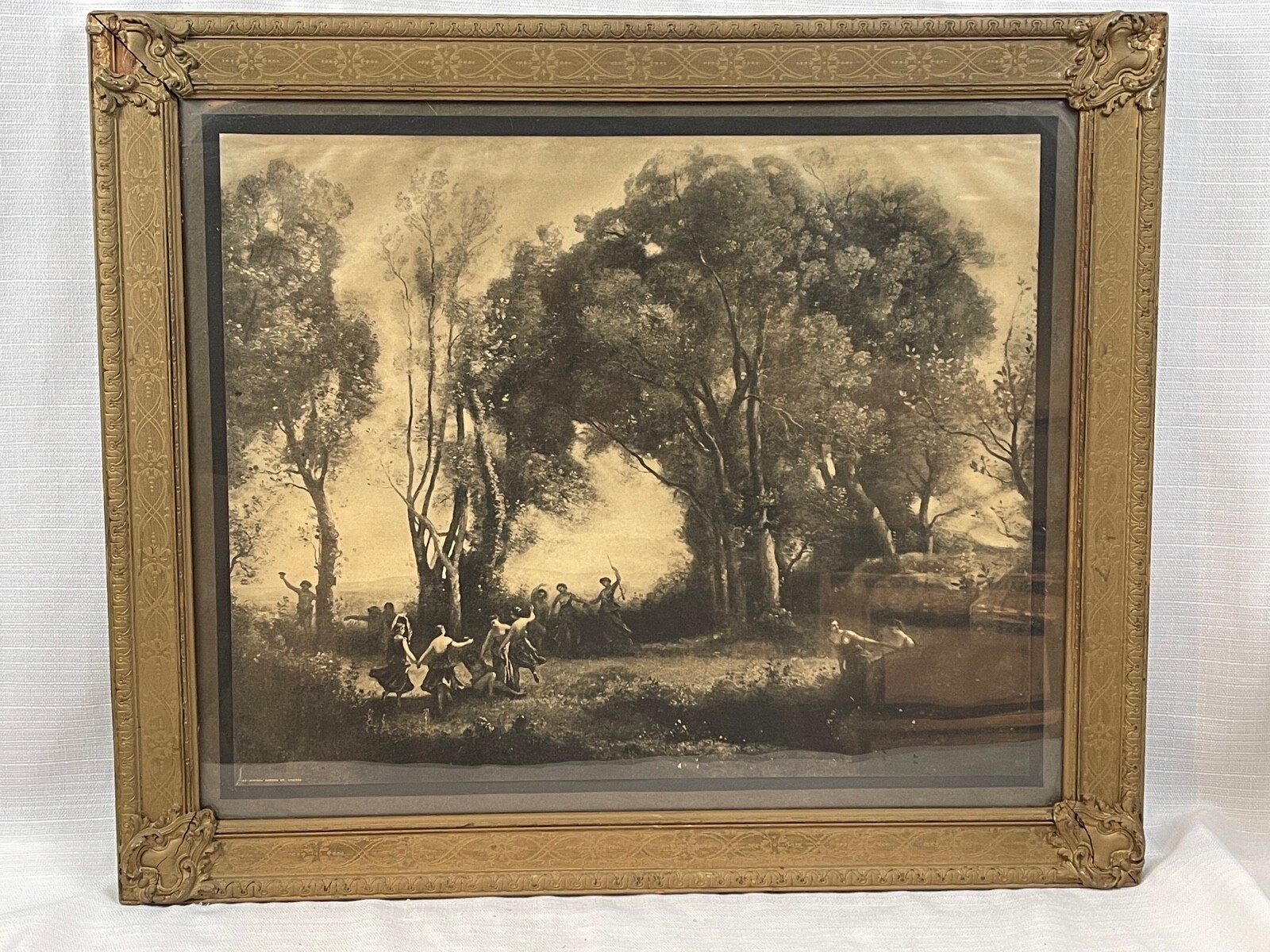 Antique JOHNSON GORDON COMPANY CHICAGO LITHO PRINT Framed
