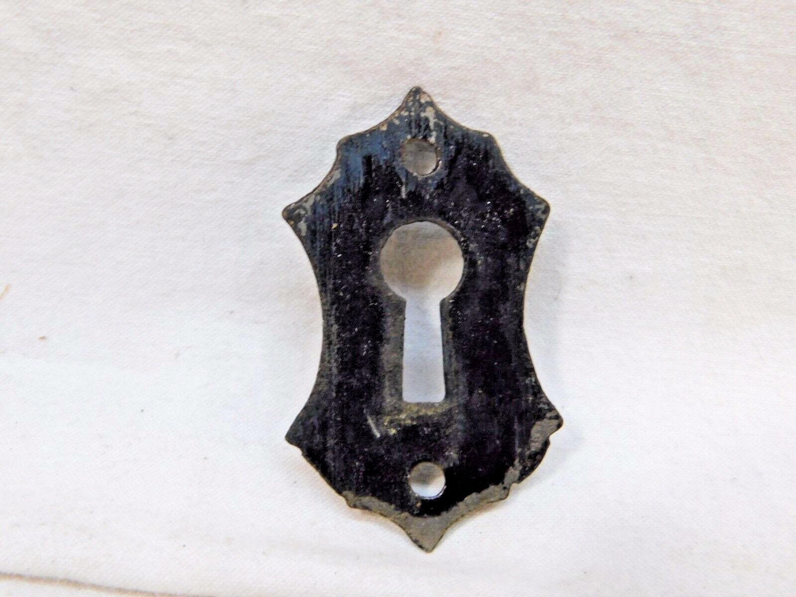 1800's Antique DOOR Keyhole Plate VICTORIAN Style Original Black Finish ORNATE