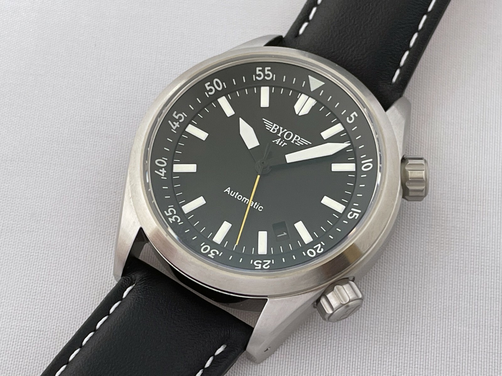 Pre-owned Byop Navtimer Pilot Watch Seiko Automatic Sapphire Swiss C3 Lume