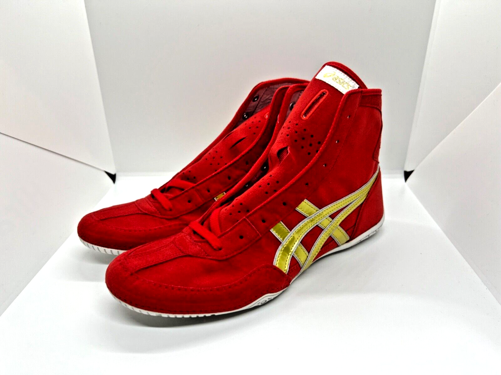asics Boxing Wrestling Shoes Red Gold Line Silver EX-EO NEW