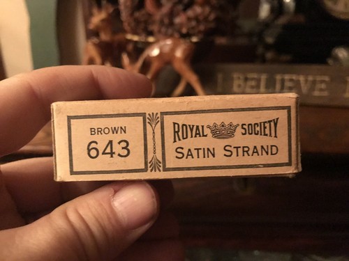 Antique Royal Society Empty Cardboard Box Satin Strand Brown 643 Empty 1930’s