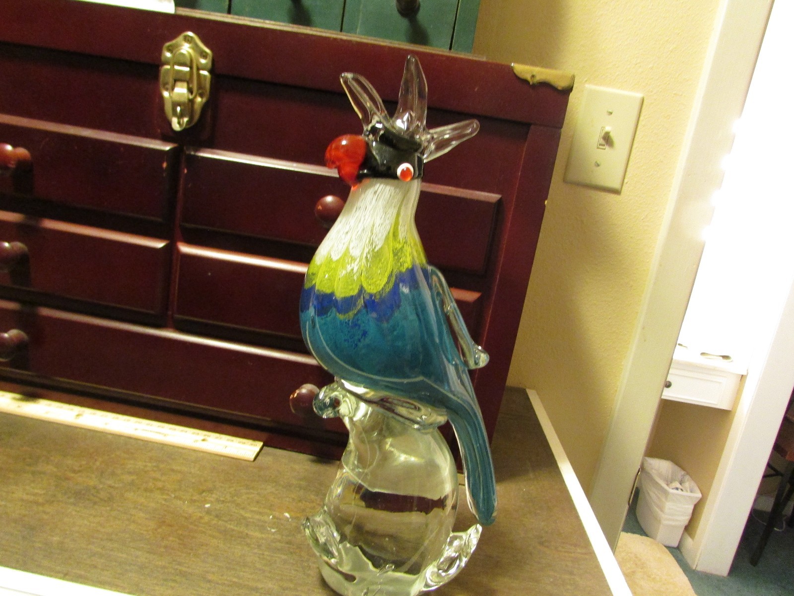 BEAUTIFUL MURANO ART GLASS MULTI COLORED GLASS PARROT