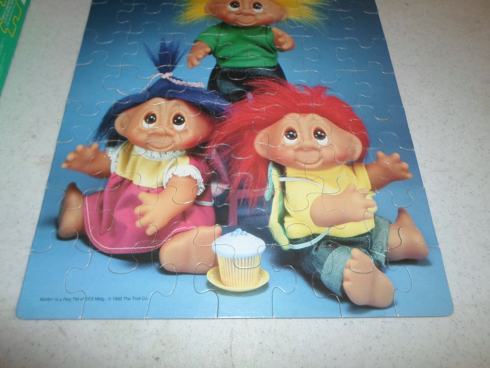100% Complete! Troll Doll 63 Piece Puzzle Birthday Cupcake Cake Party Red Yellow