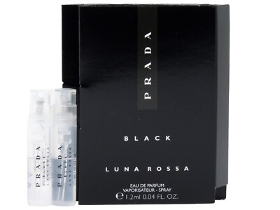 PRADA LUNA ROSSA BLACK EDP 1.2ml .04fl oz x 2 COLOGNE SPRAY SAMPLE VIALS