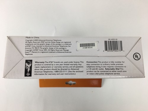 AT&T 1722 Digital Answering System With Time Day Stamp