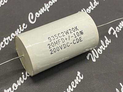 1pcs - CDE 935C 20uF (20µF) 200V 10% 935C2W20K Axial Film Capacitor
