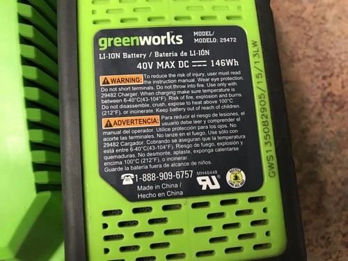 Greenworks GMAX Batteries (2) & Charger 29472 29462 40v Li Ion